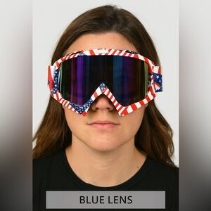 Vibrant Occasion Patriotic Motocross Goggles – Blue Lens | USA Flag Design